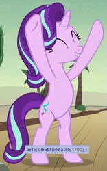 Size: 353x564 | Tagged: safe, edit, edited screencap, screencap, starlight glimmer, pony, unicorn, road to friendship, bipedal, cropped, eyes closed, female, mare, standing