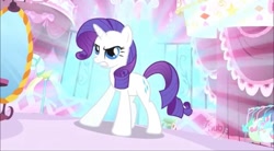 Size: 960x528 | Tagged: safe, screencap, rarity, pony, unicorn, sisterhooves social, female, horn, mare, purple mane, solo, white coat