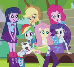 Size: 613x552 | Tagged: safe, derpibooru import, screencap, applejack, fluttershy, pinkie pie, rainbow dash, rarity, twilight sparkle, twilight sparkle (alicorn), alicorn, equestria girls, equestria girls (movie), cropped, group, humane five, humane six, mane six