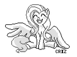 Size: 319x239 | Tagged: safe, artist:criz camacho, fluttershy, pegasus, pony, monochrome, pixel art, solo