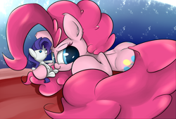 Size: 1280x866 | Tagged: safe, artist:madacon, pinkie pie, rarity, earth pony, pony, unicorn, doll, plushie, solo