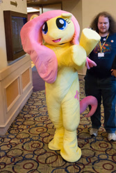 Size: 3731x5590 | Tagged: safe, artist:lemonkylie, fluttershy, human, babscon, cosplay, fursuit, irl, irl human, photo