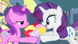 Size: 1920x1080 | Tagged: safe, screencap, alula, amethyst star, rarity, sparkler, sugar cookie, pony, unicorn, simple ways, female, flower, mare, out of context, rose, shipping fuel