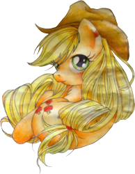 Size: 834x1076 | Tagged: safe, artist:monikakryza, applejack, earth pony, pony, looking at you, simple background, solo