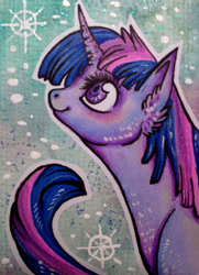 Size: 1024x1412 | Tagged: safe, artist:miz-miu, derpibooru import, twilight sparkle, bust, portrait, solo, traditional art