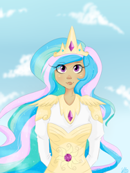 Size: 900x1200 | Tagged: safe, artist:silbersternenlicht, princess celestia, human, humanized, solo