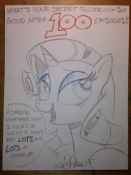 Size: 770x1024 | Tagged: safe, artist:andypriceart, rarity, pony, unicorn, 100th episode, solo, traditional art