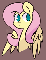 Size: 758x1000 | Tagged: safe, artist:flutternutpie, fluttershy, pegasus, pony, bust, no pupils, simple background, solo