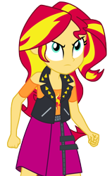 Size: 7000x11000 | Tagged: safe, artist:sunshi, sunset shimmer, better together, equestria girls, forgotten friendship, absurd resolution, clothes, female, missing accessory, simple background, solo, transparent background, vector, vest