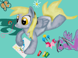 Size: 828x614 | Tagged: safe, artist:lavendercat94, derpy hooves, pegasus, pony, coloring, crayons, drawing, female, mare, solo