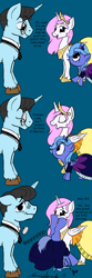 Size: 800x2400 | Tagged: safe, artist:gavalanche, artist:glamador, princess celestia, princess luna, oc, alicorn, pony, clothes, colored, comic, cute, dress, filly, gala dress, handstand, headstand, pink-mane celestia, sisters, woona, younger