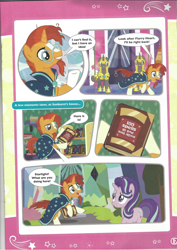 Size: 826x1169 | Tagged: safe, starlight glimmer, sunburst, pony, book, comic, magazine scan, royal guard, the quest for the lost toy