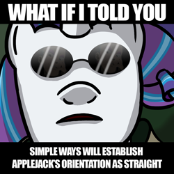 Size: 800x800 | Tagged: safe, rarity, pony, unicorn, simple ways, drama, meme, morpheus, shipping, solo, what if i told you