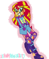 Size: 1024x1229 | Tagged: safe, artist:xxfluffypachirisuxx, sunset shimmer, equestria girls, friendship games, motocross outfit, simple background, solo, transparent background