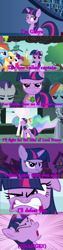 Size: 844x3351 | Tagged: safe, screencap, princess celestia, twilight sparkle, alicorn, pony, captain ginyu, dragon ball z, ginyu force, ginyu tokusentai!!, image macro, implied tyrant celestia, meme, purple text