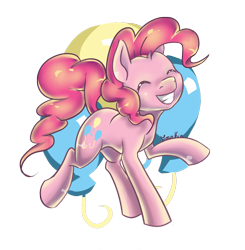 Size: 900x917 | Tagged: safe, artist:moenkin, pinkie pie, earth pony, pony, balloon, happy, simple background, solo, transparent background