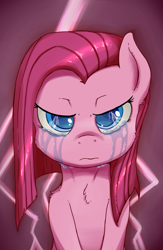 Size: 1266x1941 | Tagged: safe, artist:fearingfun, derpibooru import, pinkie pie, earth pony, pony, bust, crying, pinkamena diane pie, portrait, sad, solo