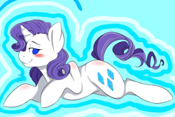 Size: 1280x853 | Tagged: safe, artist:galaxyvoyage, rarity, pony, unicorn, blushing, female, horn, mare, purple mane, solo, white coat