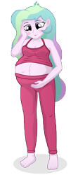 Size: 4800x10800 | Tagged: dead source, safe, artist:xniclord789x, princess celestia, principal celestia, equestria girls, absurd resolution, barefoot, belly button, big belly, clothes, feet, midriff, momlestia, preglestia, pregnant, pregnant equestria girls, principal preglestia, round belly, simple background, solo, tanktop, toes