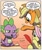 Size: 617x733 | Tagged: safe, artist:amy mebberson, idw, applejack, fluttershy, spike, dragon, earth pony, pegasus, pony, spoiler:comic, spoiler:comic16, chains, collar, comic, countryisms, cropped, female, male, mare, official comic, slave, speech bubble, what in tarnation