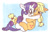 Size: 489x324 | Tagged: safe, artist:nmnkgskds, applejack, rarity, earth pony, pony, unicorn, female, lesbian, pixiv, rarijack, shipping