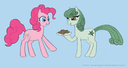 Size: 1247x661 | Tagged: safe, artist:scrap-paper-tea, pinkie pie, oc, oc:kandy kush, earth pony, pony, brownies, pot