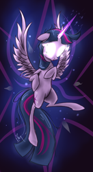 Size: 1024x1877 | Tagged: safe, artist:killamnjaro, derpibooru import, twilight sparkle, twilight sparkle (alicorn), alicorn, pony, female, floppy ears, glowing eyes, mare, solo