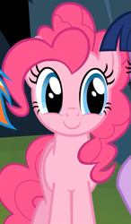 Size: 545x933 | Tagged: safe, screencap, pinkie pie, earth pony, pony, daring don't, c:, creepy smile, cropped, cute, diapinkes, smiling, solo, weapons-grade cute