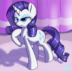 Size: 1200x1200 | Tagged: safe, artist:malwinters, rarity, pony, unicorn, frown, standing, thinking