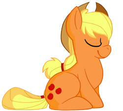 Size: 1200x1083 | Tagged: safe, artist:chop4, applejack, earth pony, pony, eyes closed, simple background, sitting, solo