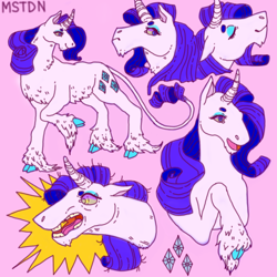 Size: 700x700 | Tagged: safe, artist:mstdn, rarity, classical unicorn, pony, unicorn, leonine tail, solo, unshorn fetlocks