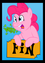 Size: 1100x1540 | Tagged: safe, artist:chubbyjam, pinkie pie, earth pony, pony, too many pinkie pies, burp, solo, the end