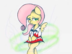 Size: 640x480 | Tagged: safe, artist:skippy_the_moon, fluttershy, pegasus, pony, bipedal, pixiv, solo, white mage