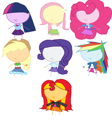 Size: 1268x1372 | Tagged: safe, derpibooru import, applejack, fluttershy, pinkie pie, rainbow dash, rarity, sunset shimmer, twilight sparkle, equestria girls, 1000 hours in ms paint, :i, :t, breasts, delicious flat chest, dwight spergle, eppaljeck, flattershy, humane five, humane seven, humane six, ponkie poy, ronbow dosh, rurrity, simple background, soonsat shemur, stylistic suck, white background