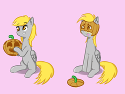 Size: 1024x768 | Tagged: artist needed, source needed, safe, derpy hooves, pegasus, pony, female, halloween, holiday, jack-o-lantern, mare, pumpkin, solo