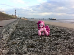 Size: 960x717 | Tagged: safe, pinkie pie, blackpool, blackpool tower, blind bag, blurry, irl, photo, toy