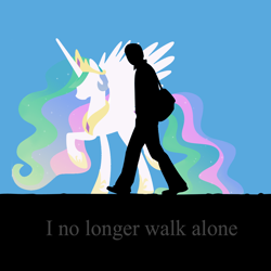 Size: 1280x1280 | Tagged: artist needed, source needed, safe, princess celestia, human, raised hoof, raised leg, silhouette, spread wings, tulpa, walking