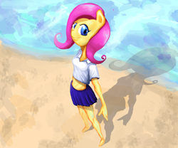 Size: 1200x1000 | Tagged: safe, artist:tunairs, fluttershy, anthro, plantigrade anthro, barefoot, feet, solo