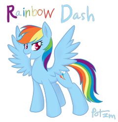 Size: 1500x1560 | Tagged: safe, artist:potzm, derpibooru import, rainbow dash, pegasus, pony, female, mare, simple background, solo, transparent background