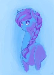 Size: 1689x2335 | Tagged: safe, artist:sketchystart, fluttershy, pegasus, pony, alternate hairstyle, braid, limited palette, simple background, solo