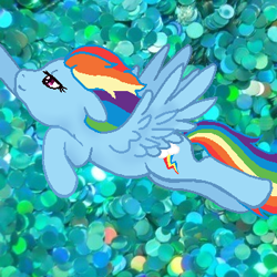 Size: 350x350 | Tagged: safe, artist:cakefluff, derpibooru import, rainbow dash, pegasus, pony, detailed background, female, mare, solo