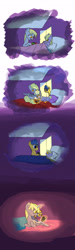 Size: 2100x6988 | Tagged: safe, artist:aaronmk, derpy hooves, dinky hooves, flash sentry, oc, bedtime story, comic, female, filly, magic glow, older