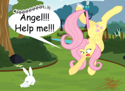 Size: 1900x1380 | Tagged: safe, artist:killkatt, angel bunny, fluttershy, parasprite, pegasus, pony, facepaw