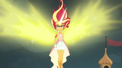 Size: 1920x1080 | Tagged: safe, screencap, sunset shimmer, equestria girls, friendship games, canterlot high, daydream shimmer, horn, solo, wings