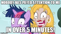 Size: 480x270 | Tagged: safe, derpibooru import, edit, screencap, twilight sparkle, human, lesson zero, caption, human ponidox, image macro, insanity, tara strong, twilight snapple