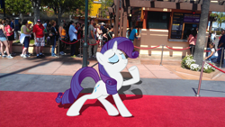 Size: 3264x1840 | Tagged: safe, artist:budgeriboo, artist:waycool64, rarity, human, carpet, cinema, flower, irl, irl human, line, photo, ponies in real life, pose, red carpet, rope, shadow, sign, solo, tickets, universal studios, vector