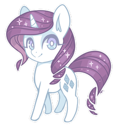 Size: 1024x1117 | Tagged: safe, artist:hawthornss, rarity, pony, unicorn, chibi, female, looking at you, mare, outline, simple background, smiling, solo, transparent background