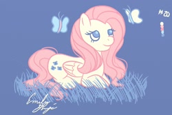 Size: 1402x935 | Tagged: safe, artist:emily6940, fluttershy, pegasus, pony, female, mare, pink mane, solo, yellow coat