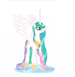 Size: 1280x1320 | Tagged: safe, artist:groovebird, princess celestia, alicorn, pony, solo, wet, wet mane