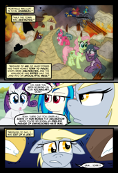 Size: 1024x1497 | Tagged: safe, artist:kazziepones, artist:zaron, derpy hooves, dj pon-3, rarity, vinyl scratch, oc, pegasus, pony, unicorn, comic:lonely hooves, female, floppy ears, mare